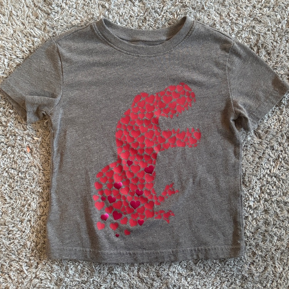 ✨5/$15✨ Jumping Beans•Short Sleeve Dino Graphic Shirt| Grey/ Red | 4T
